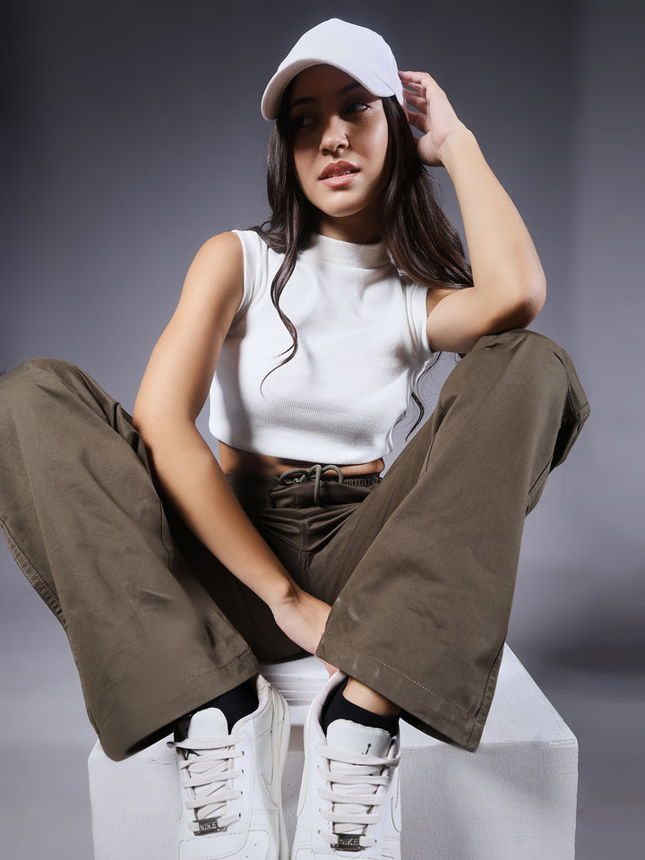 Women Utility Cargo - Olive Green
