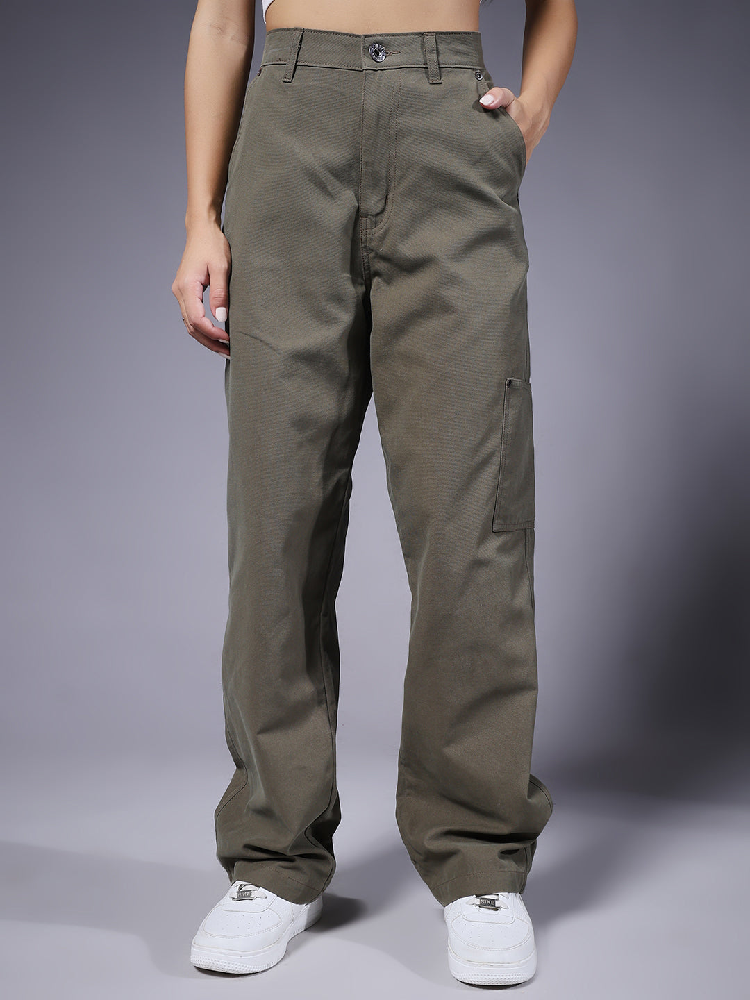 Women Carpenter Pants - Olive Green
