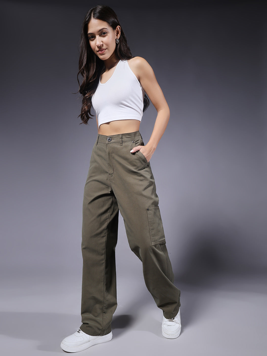 Women Carpenter Pants - Olive Green