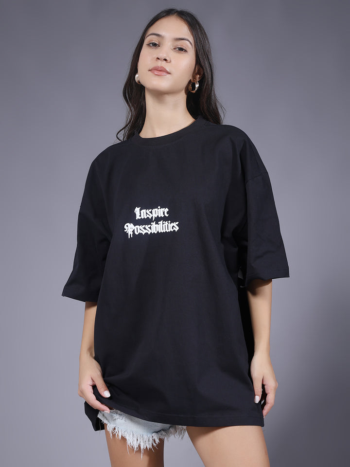 Inspire Possibilities Puff Printed Women Oversized T-shirt