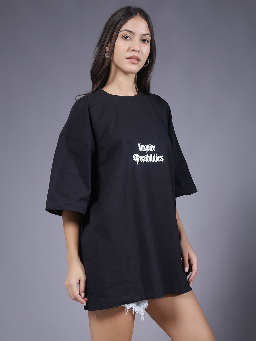 Inspire Possibilities Puff Printed Women Oversized T-shirt