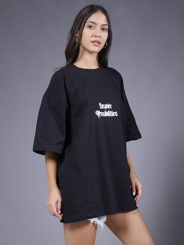 Inspire Possibilities Puff Printed Women Oversized T-shirt