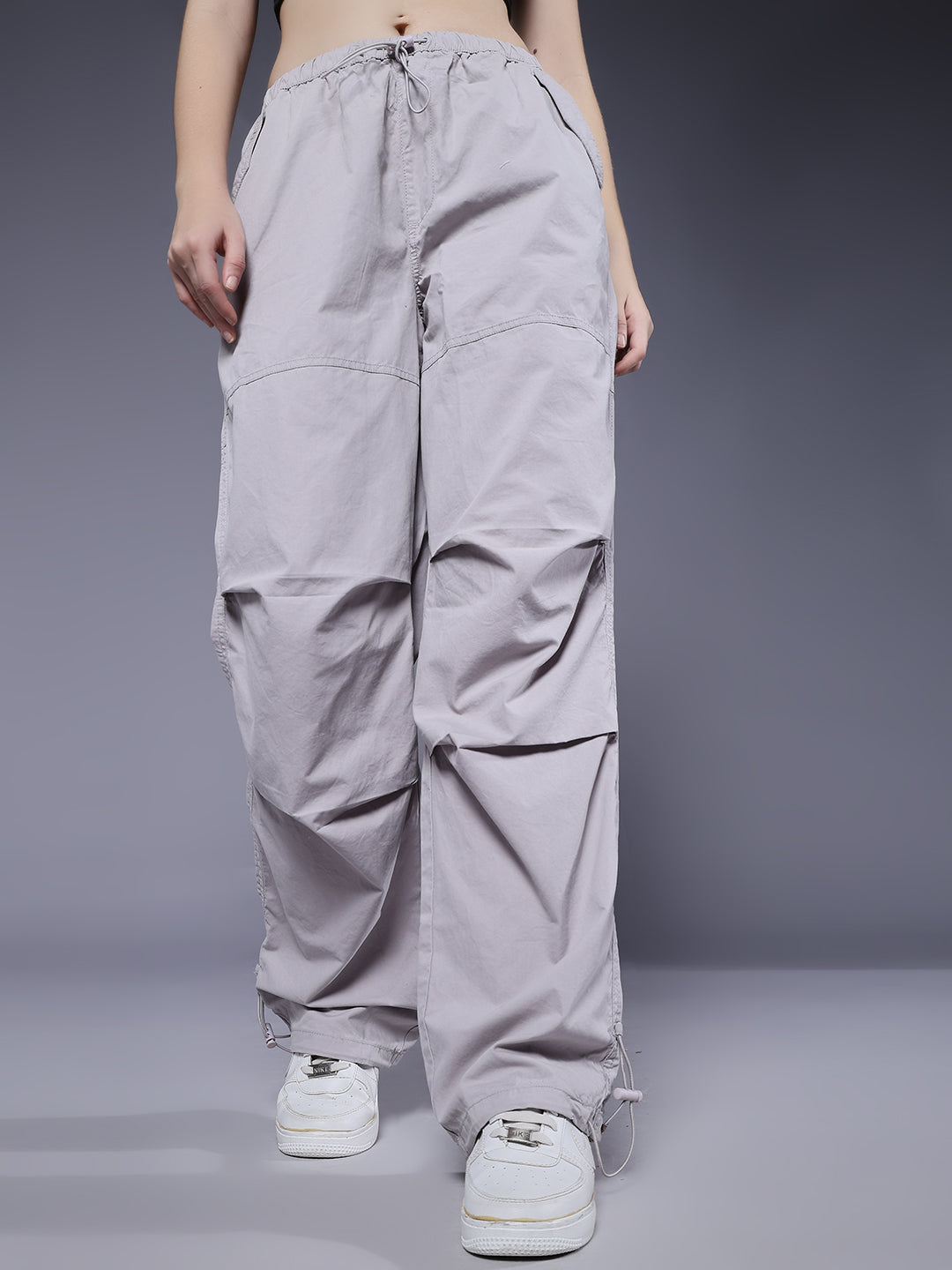 Parachute Pants For Women - Ash Grey