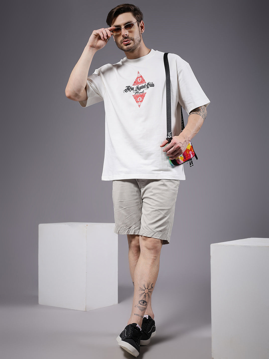 Rise Against Odds Puff Printed Men Oversized Terry T-shirt