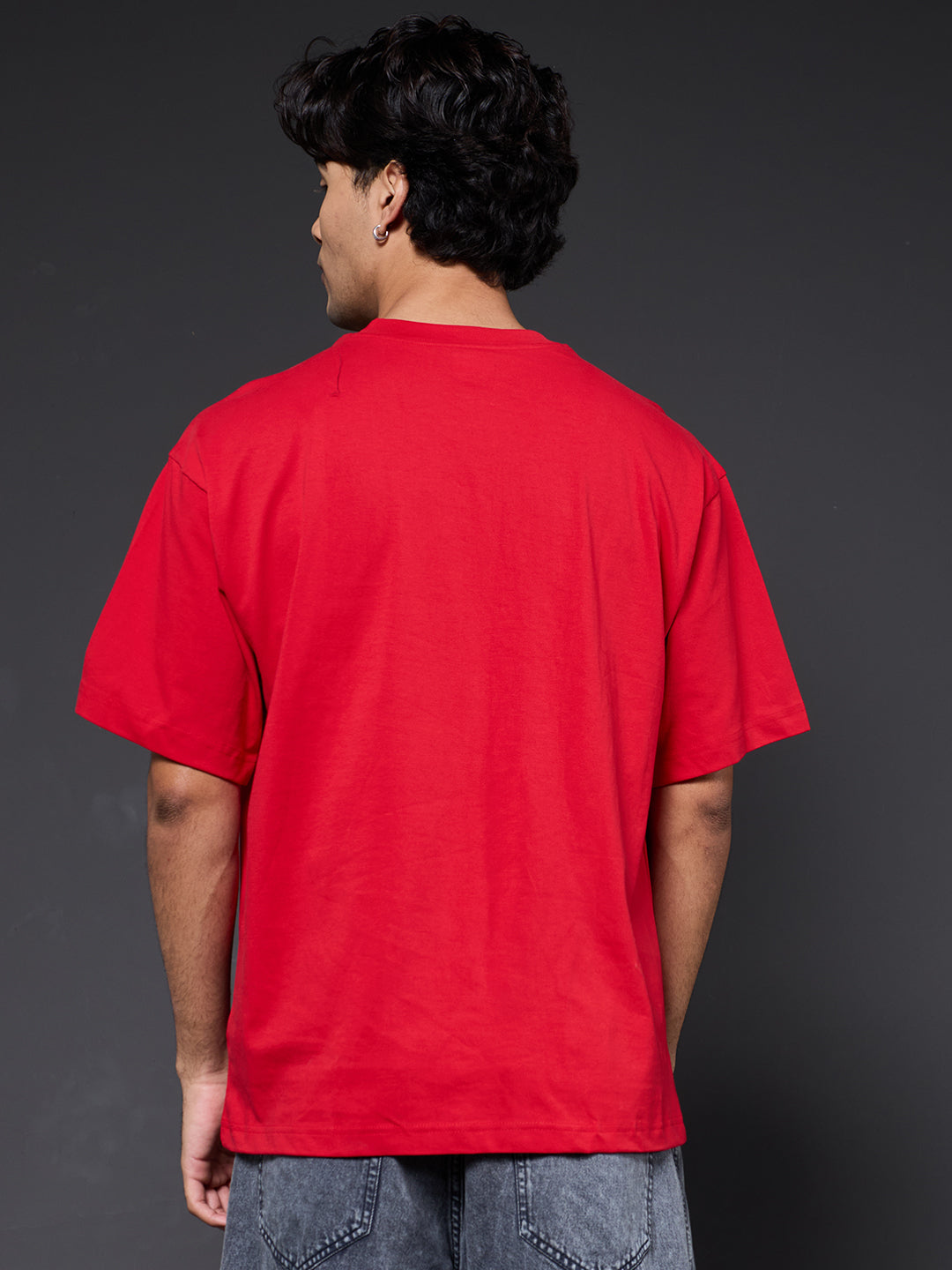 Solid Men Oversized T-Shirt - Candy Red