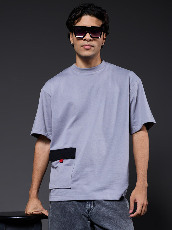 Cargo T-Shirt For Men - Ash Grey