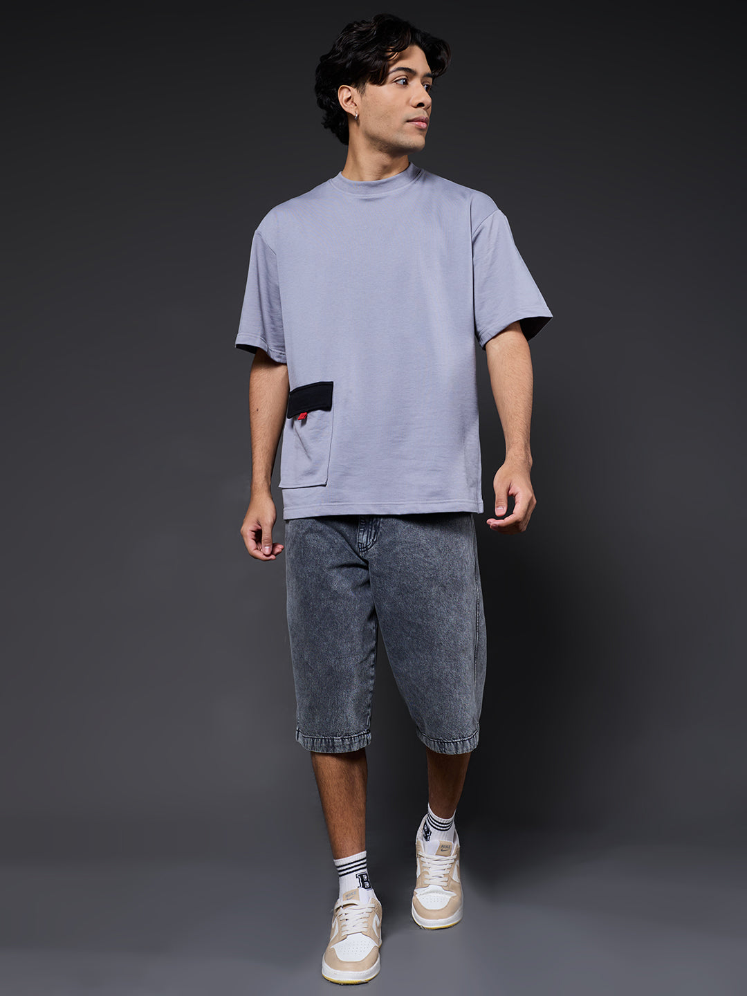 Cargo T-Shirt For Men - Ash Grey