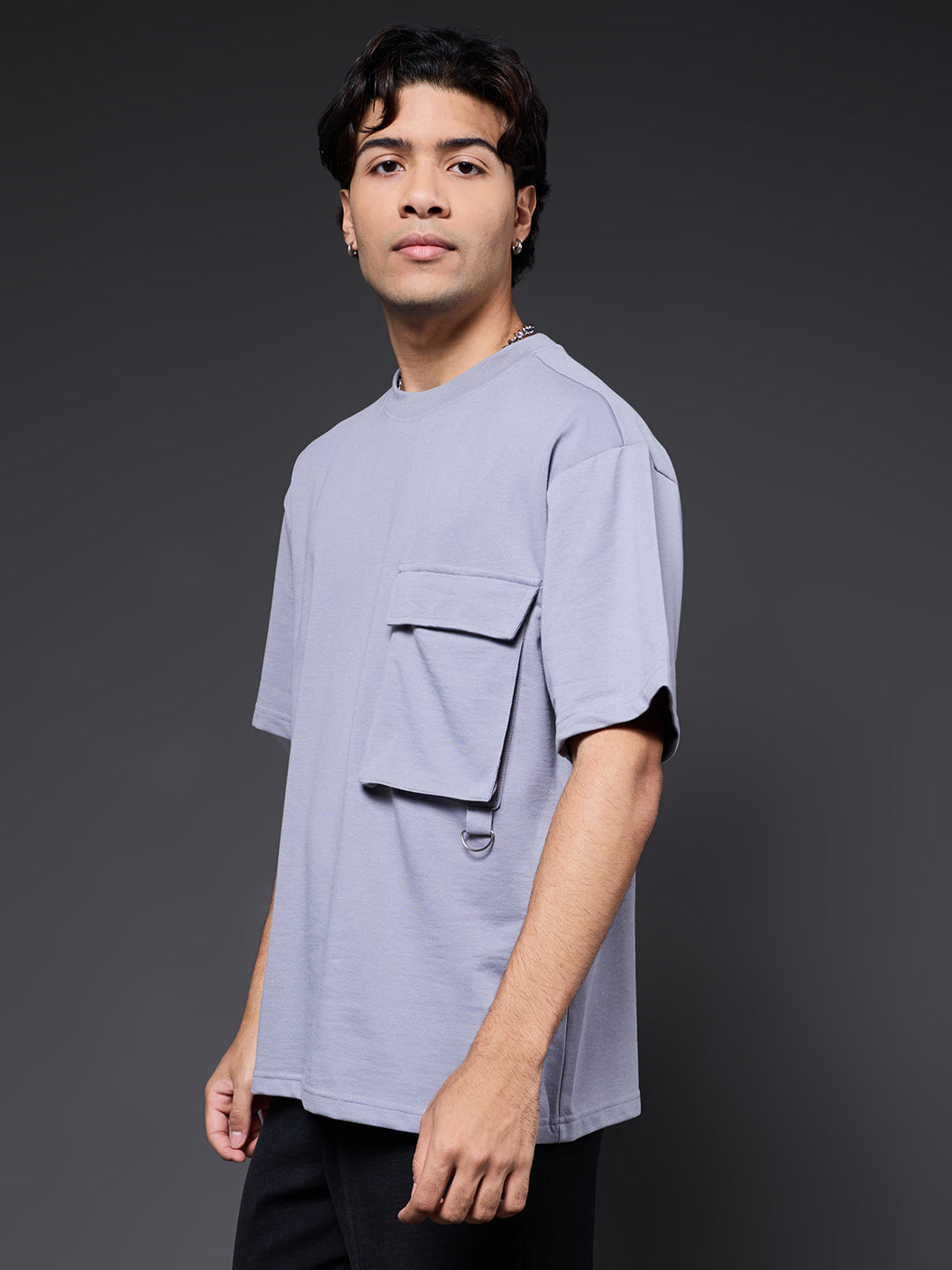 Cargo T-Shirt For Men - Ash Grey