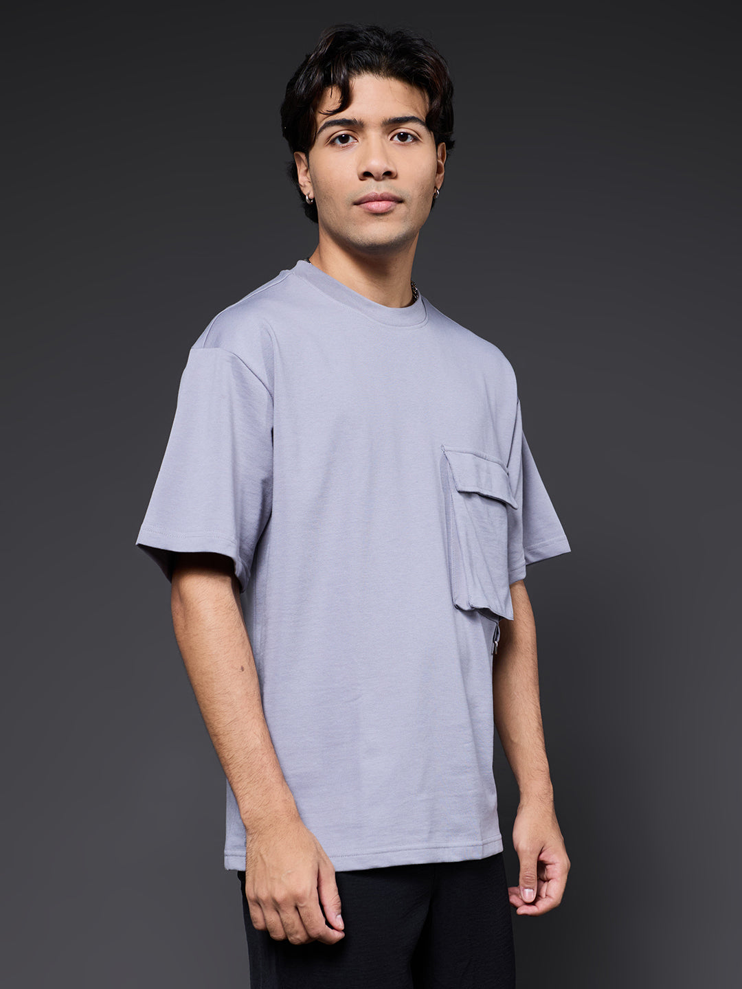 Cargo T-Shirt For Men - Ash Grey