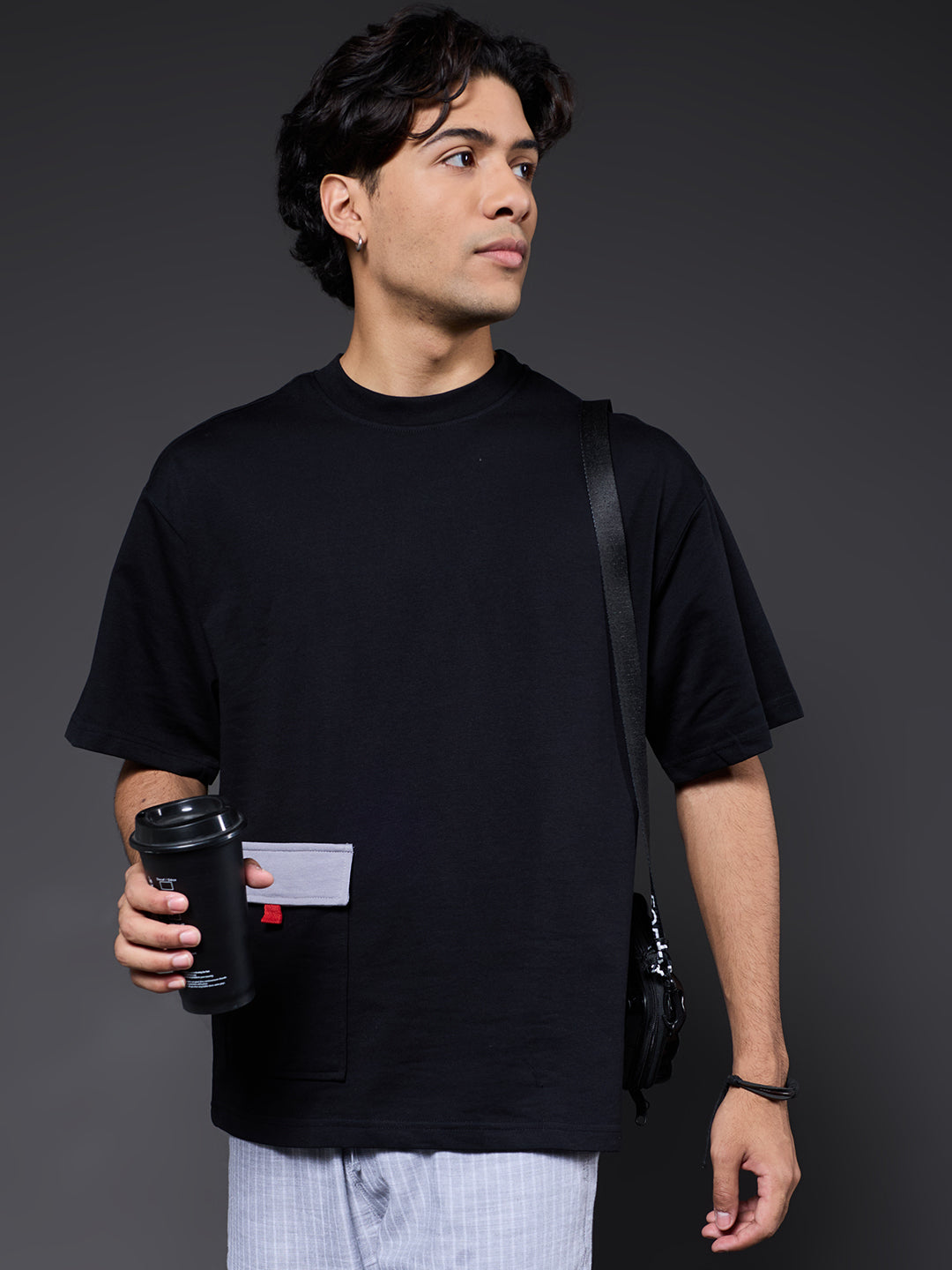 Cargo T-Shirt For Men -Black