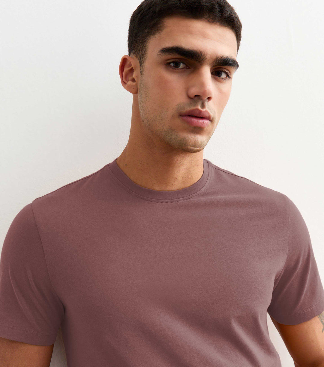 Solid Men Half Sleeve T-Shirt - Mauve Taupe