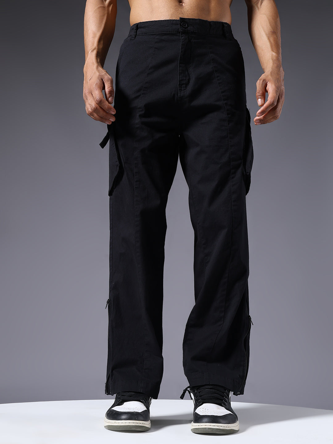 Men Utility Cargos- Black
