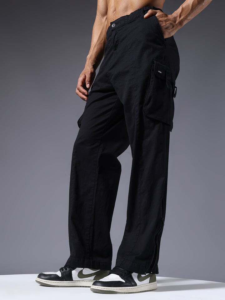 Men Utility Cargos- Black