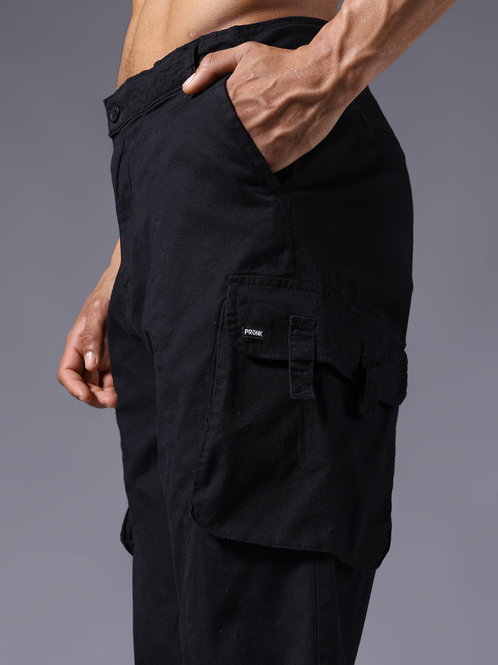 Men Utility Cargos- Black