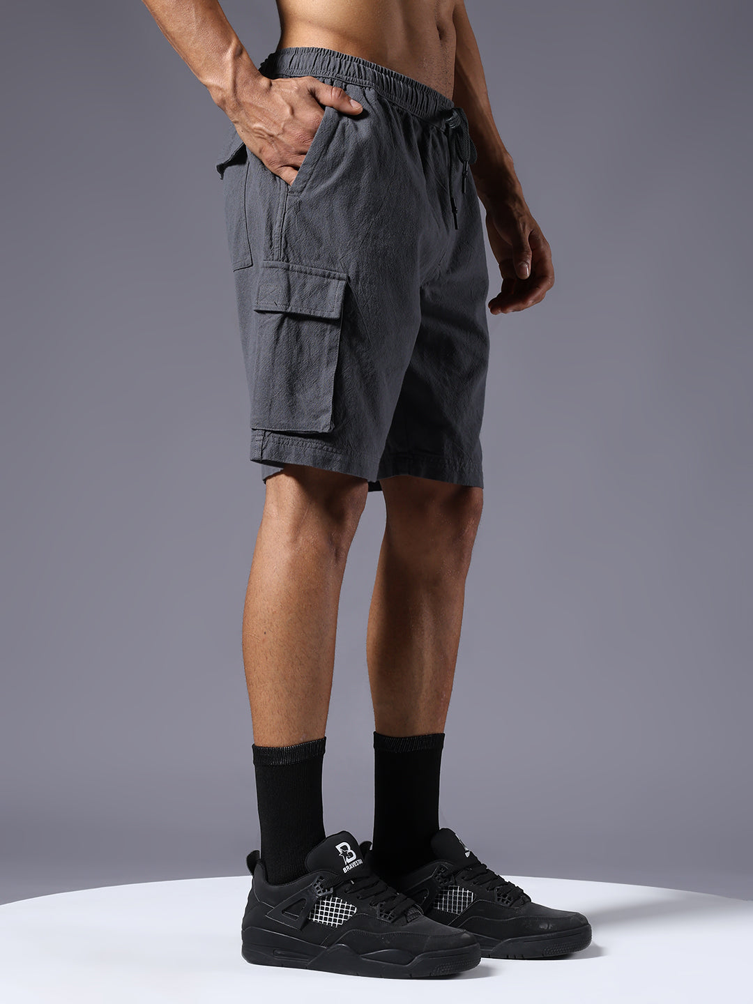 Men Utility Shorts - Dark Grey