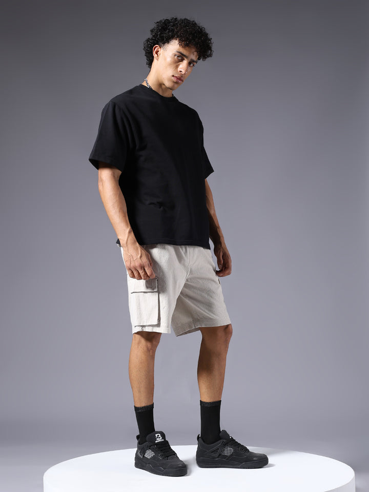 Men Utility Shorts - Beige