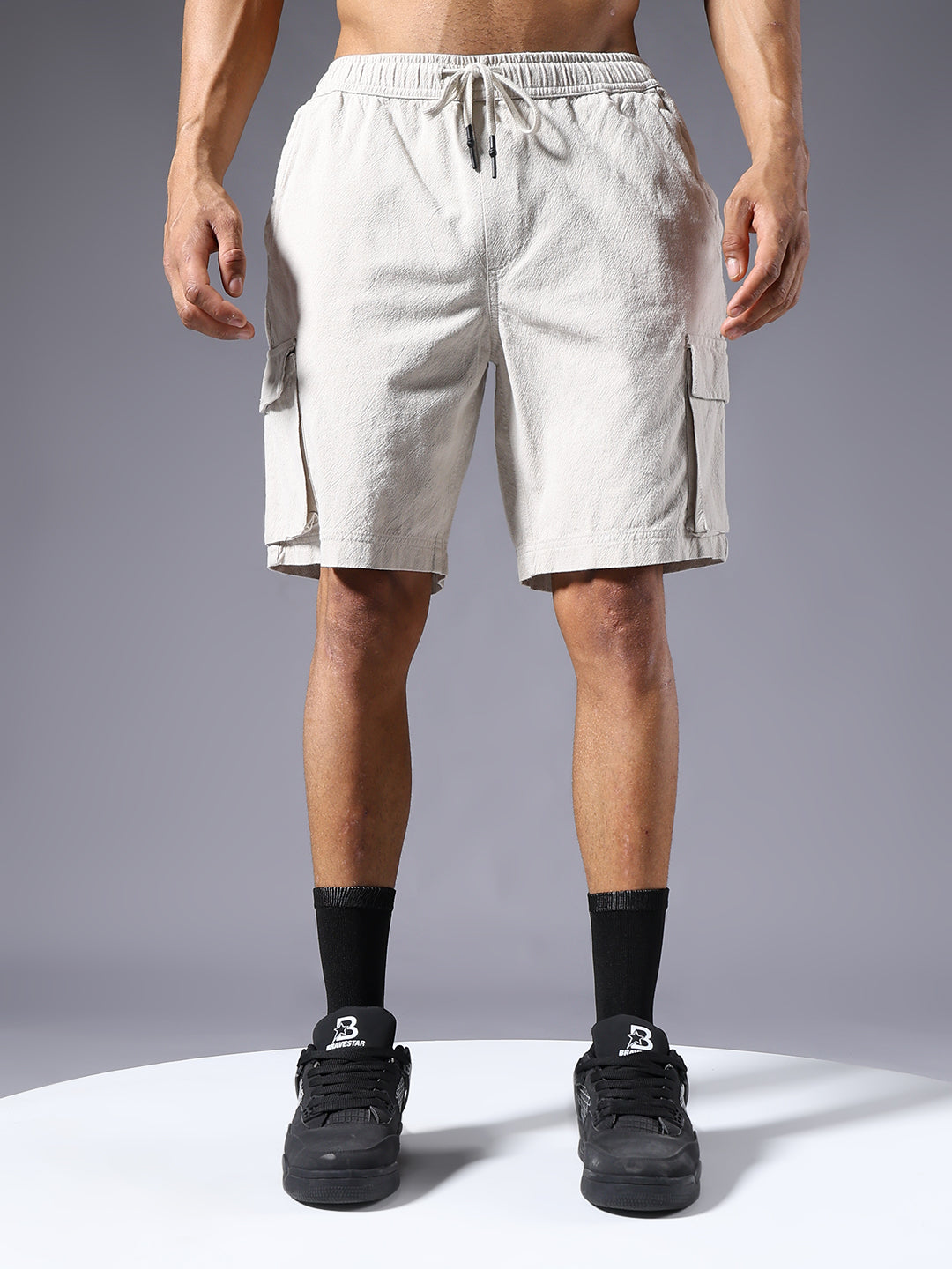 Men Utility Shorts - Beige