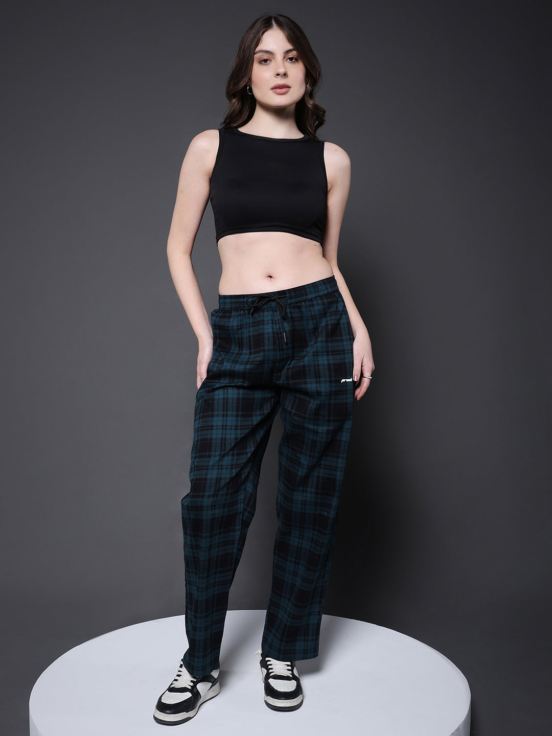 Women chequered lounge pants