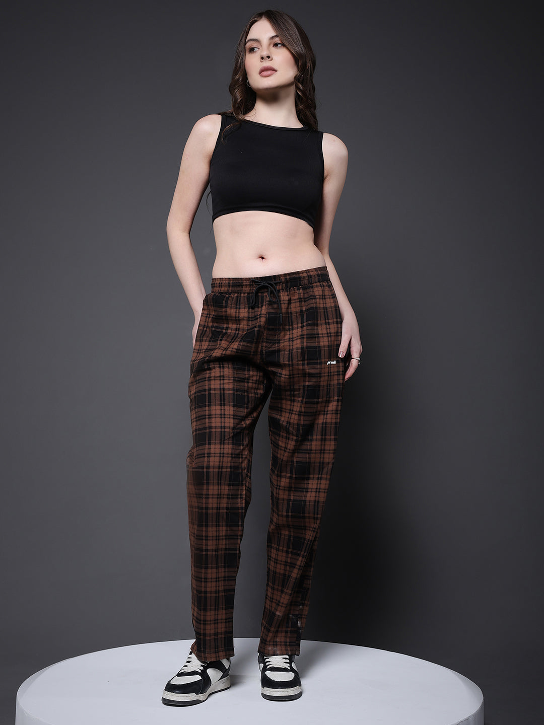 Women chequered lounge pants
