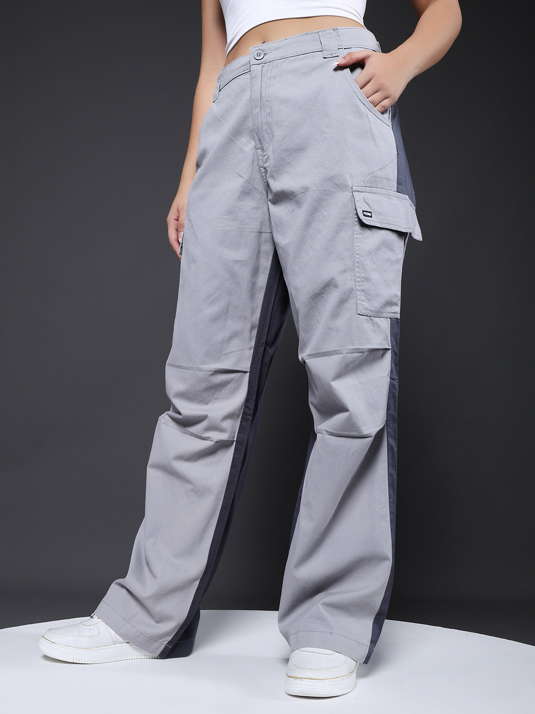 ColorBlock Parachute Pants For Women