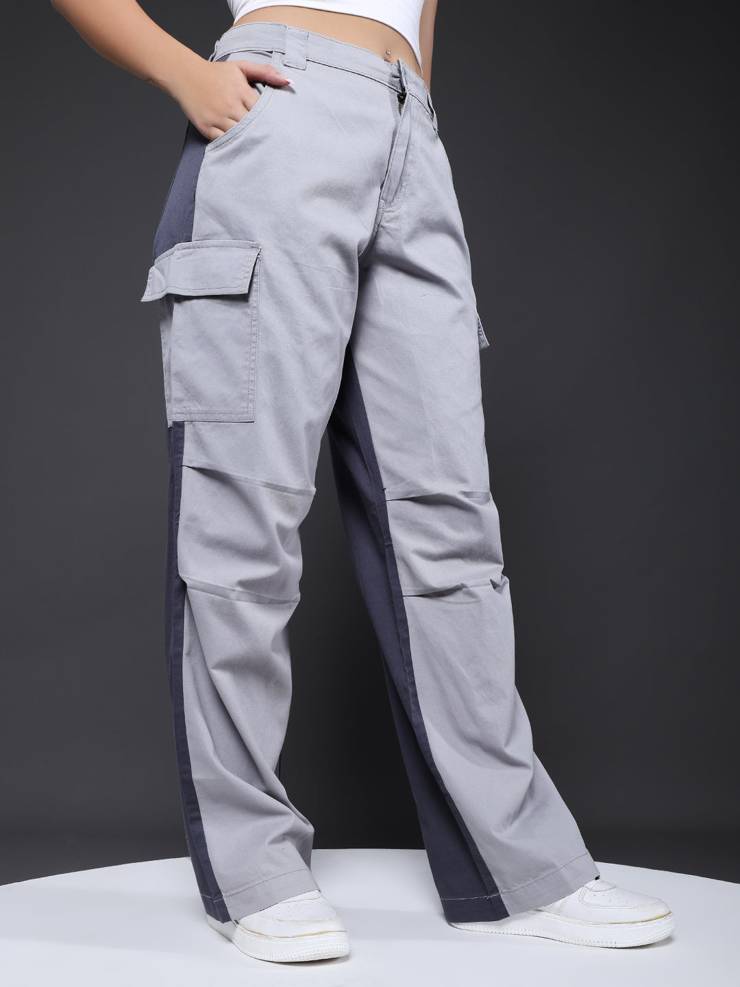 ColorBlock Parachute Pants For Women