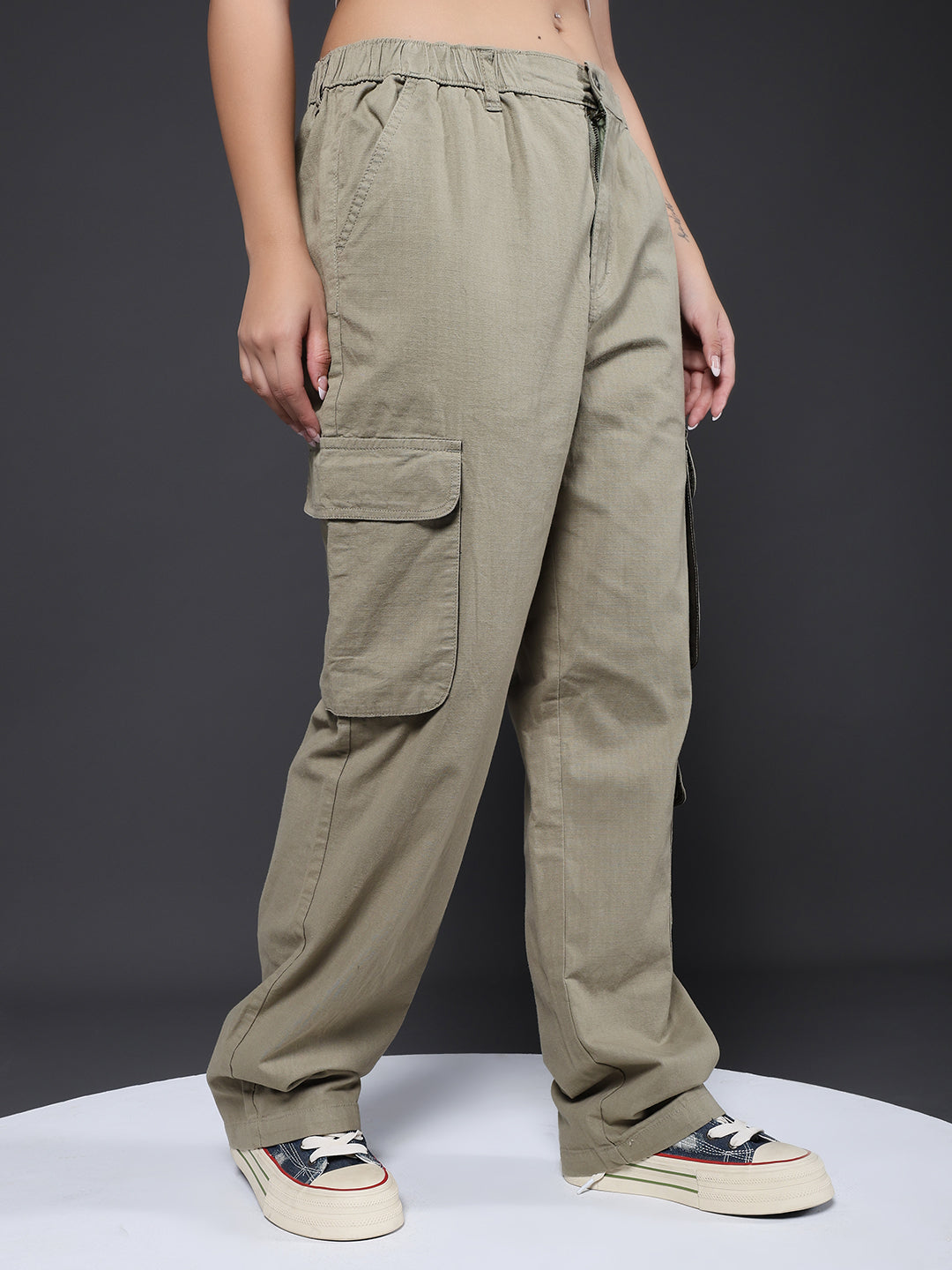 Women Utility Cargo - Olive Green