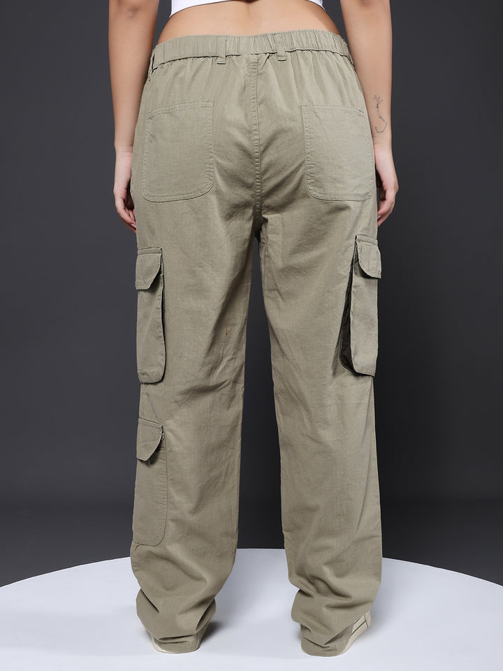 Women Utility Cargo - Olive Green