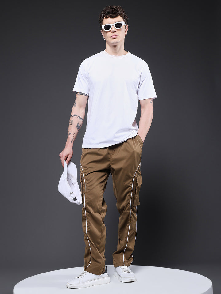 Men Utility Cargo - Khaki Reflective Stripes