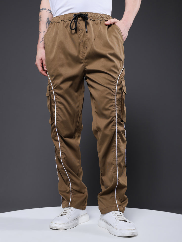 Men Utility Cargo - Khaki Reflective Stripes