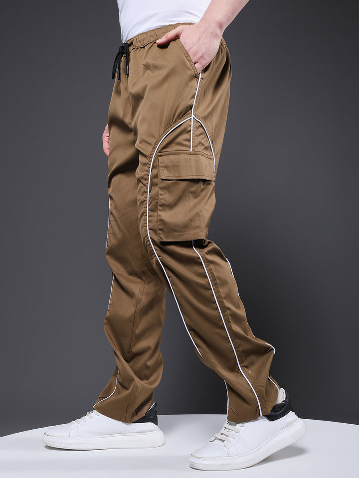 Men Utility Cargo - Khaki Reflective Stripes