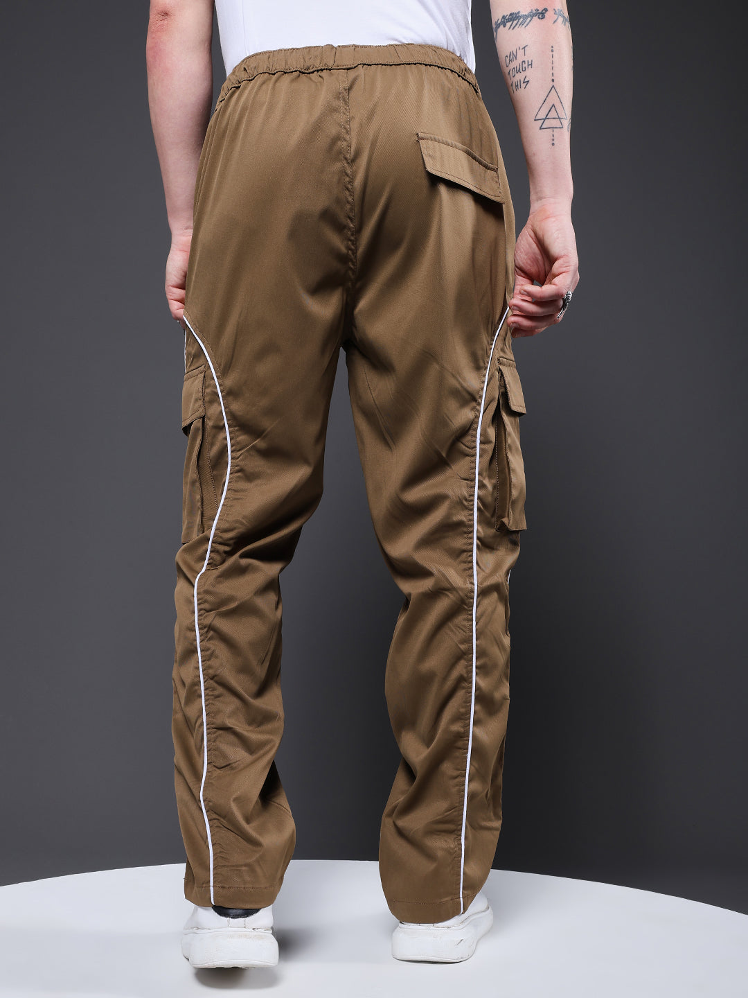 Men Utility Cargo - Khaki Reflective Stripes