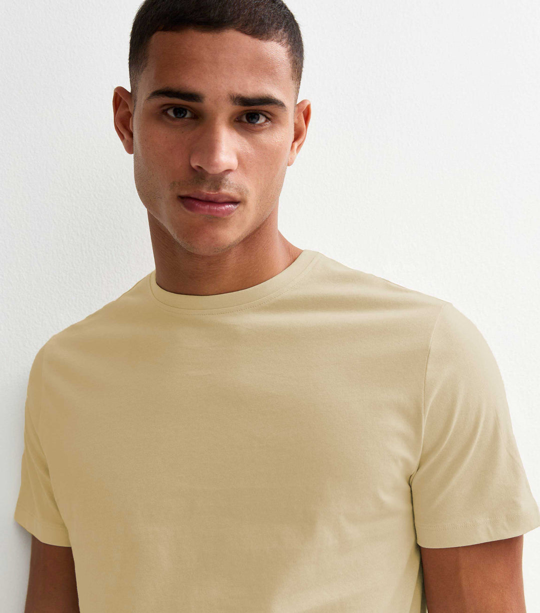 Solid Men Half Sleeve T-Shirt - Beige