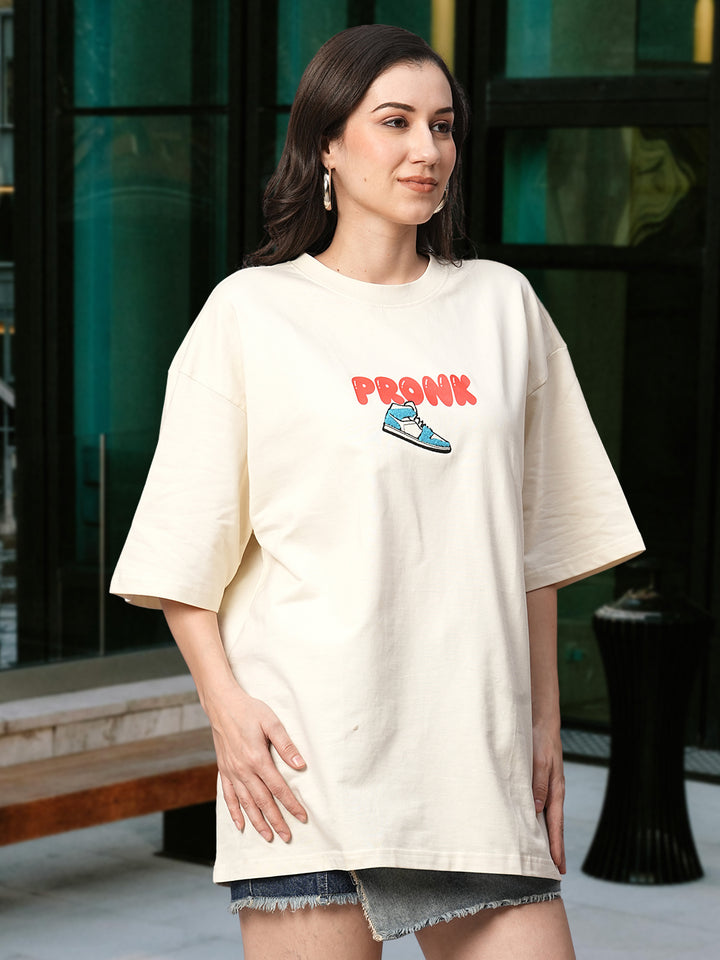 One Life Women Premium Oversized Embroidered Terry T-shirt
