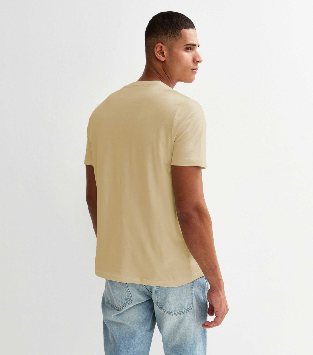 Solid Men Half Sleeve T-Shirt - Beige