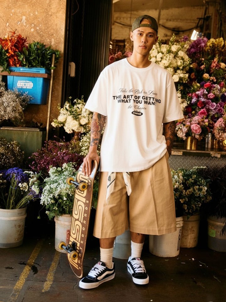 TAKE THE RISK LOVE Men Printed Oversized T-shirt