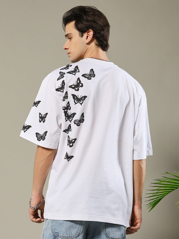 Butterfly Puff Printed Men Oversized T-shirt