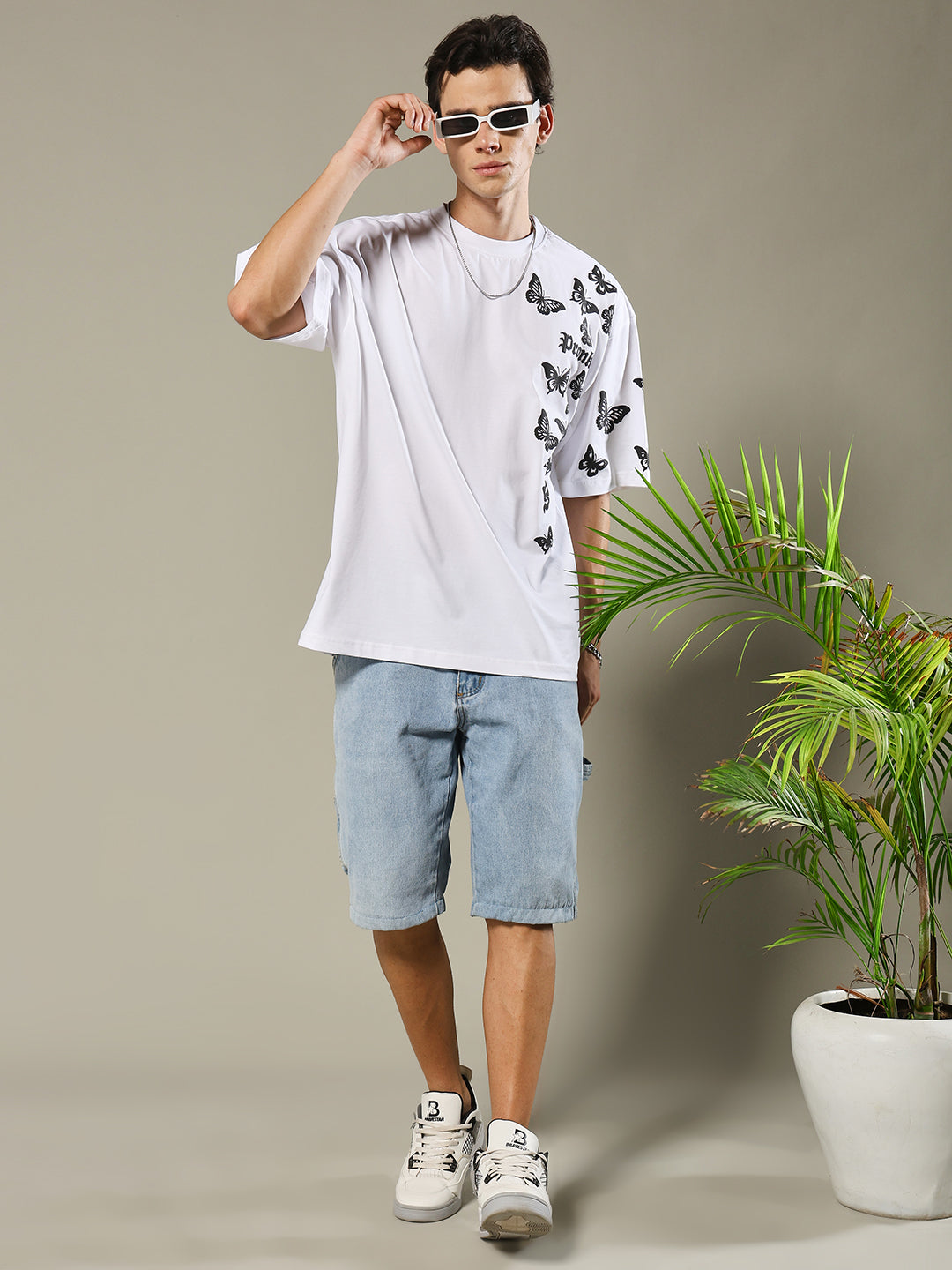 Butterfly Puff Printed Men Oversized T-shirt