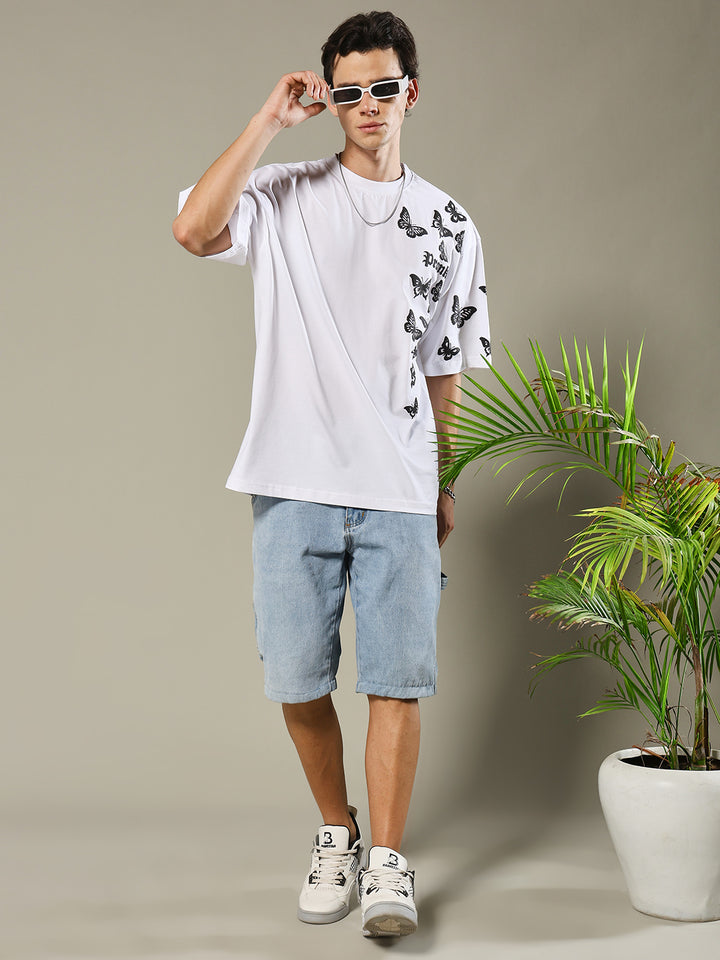 Butterfly Puff Printed Men Oversized T-shirt