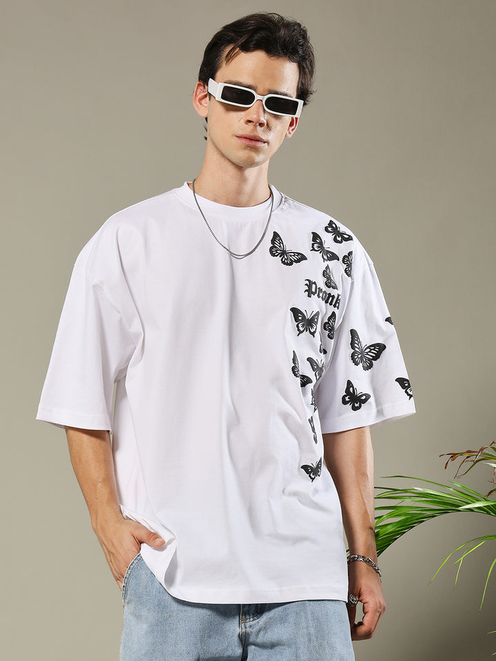 Butterfly Puff Printed Men Oversized T-shirt