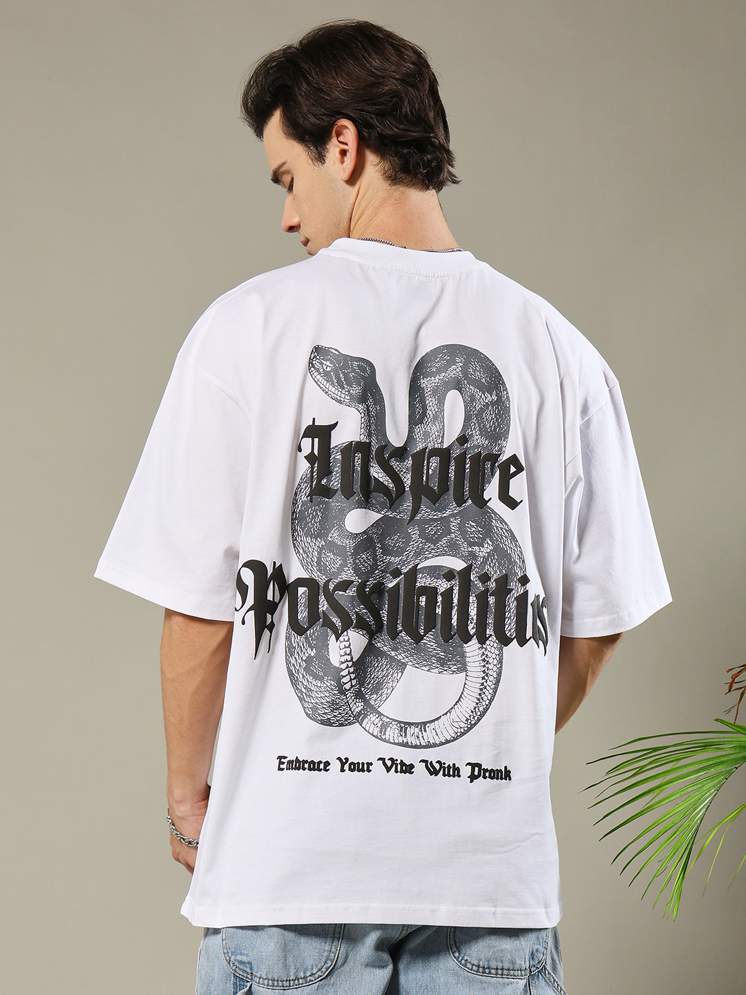 Inspire Possibilities Puff Printed Men Oversized T-shirt