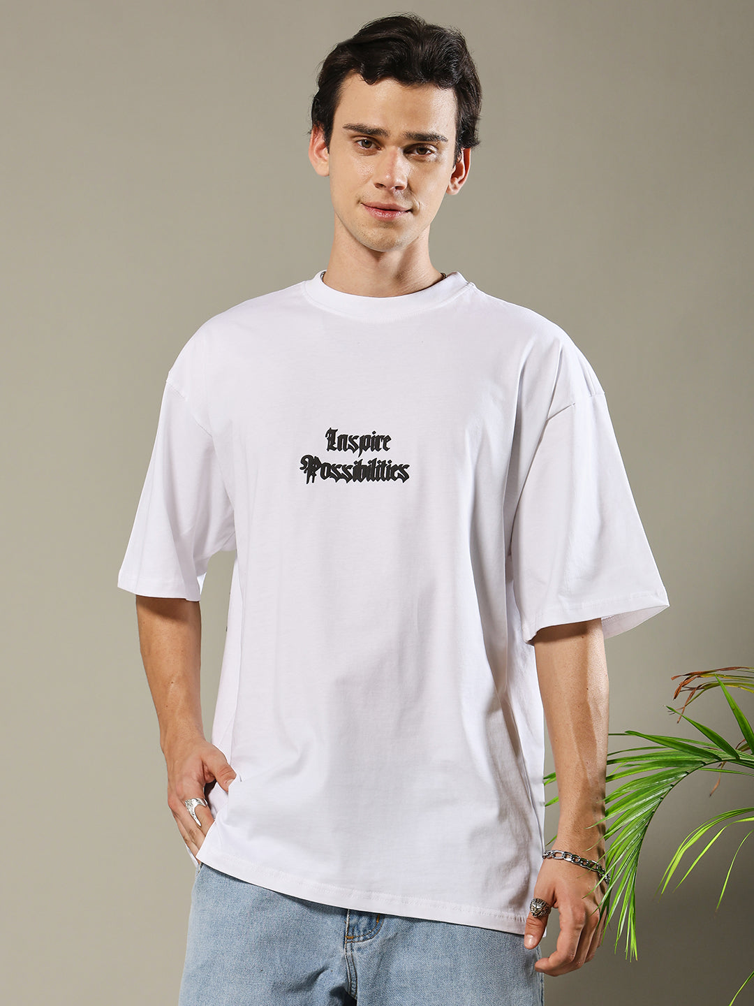 Inspire Possibilities Puff Printed Men Oversized T-shirt