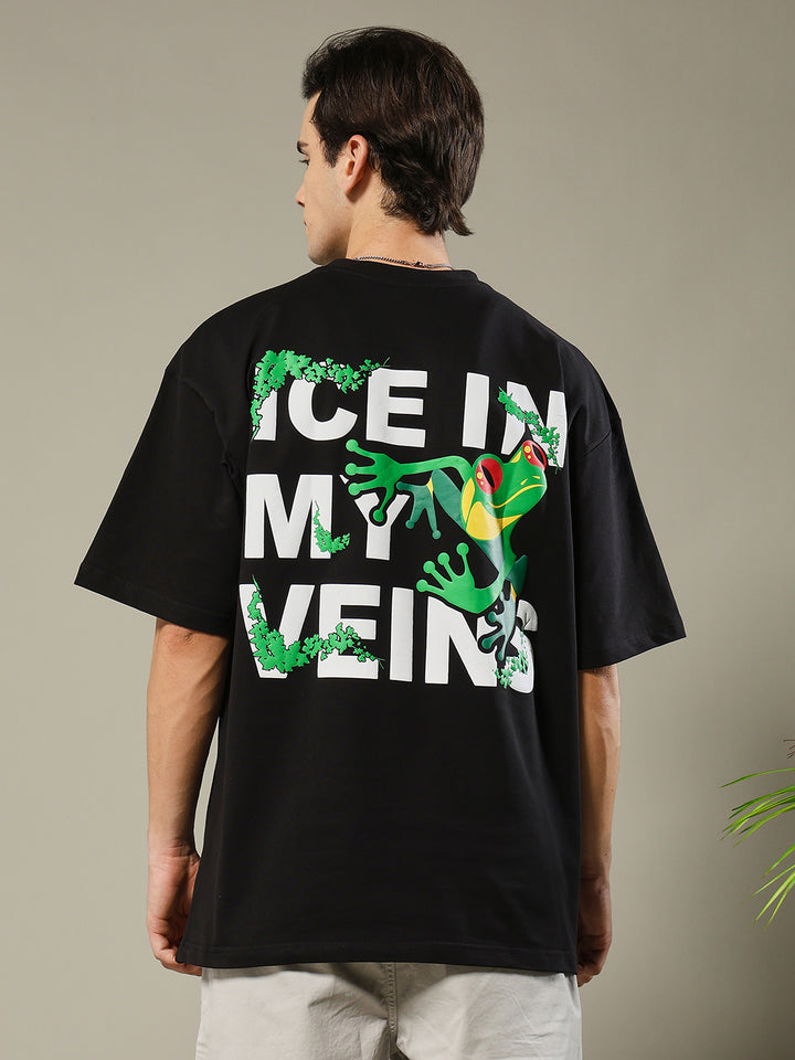 Ice In My Veins Puff Printed Men Oversized Terry T-shirt