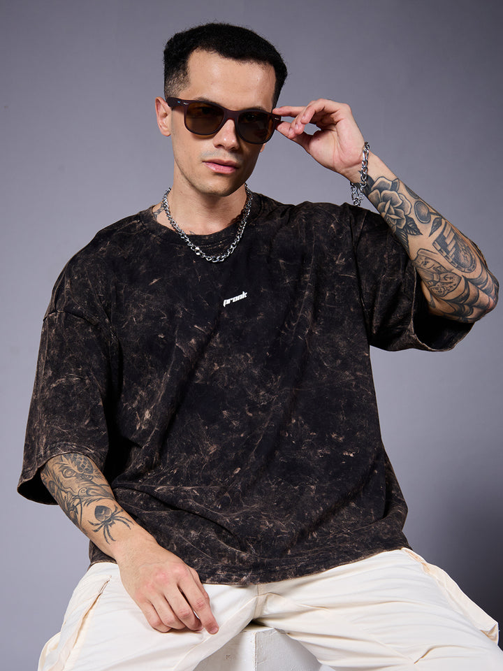 STREET STATIC Men Retro Wash Printed Oversized T-Shirt