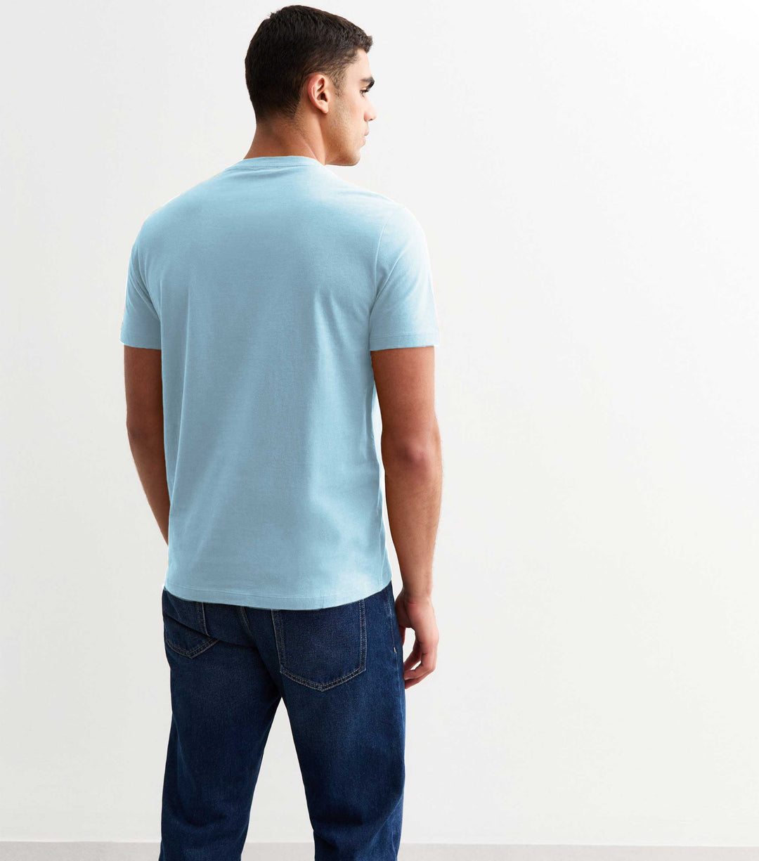 Solid Men Half Sleeve T-Shirt - Sky