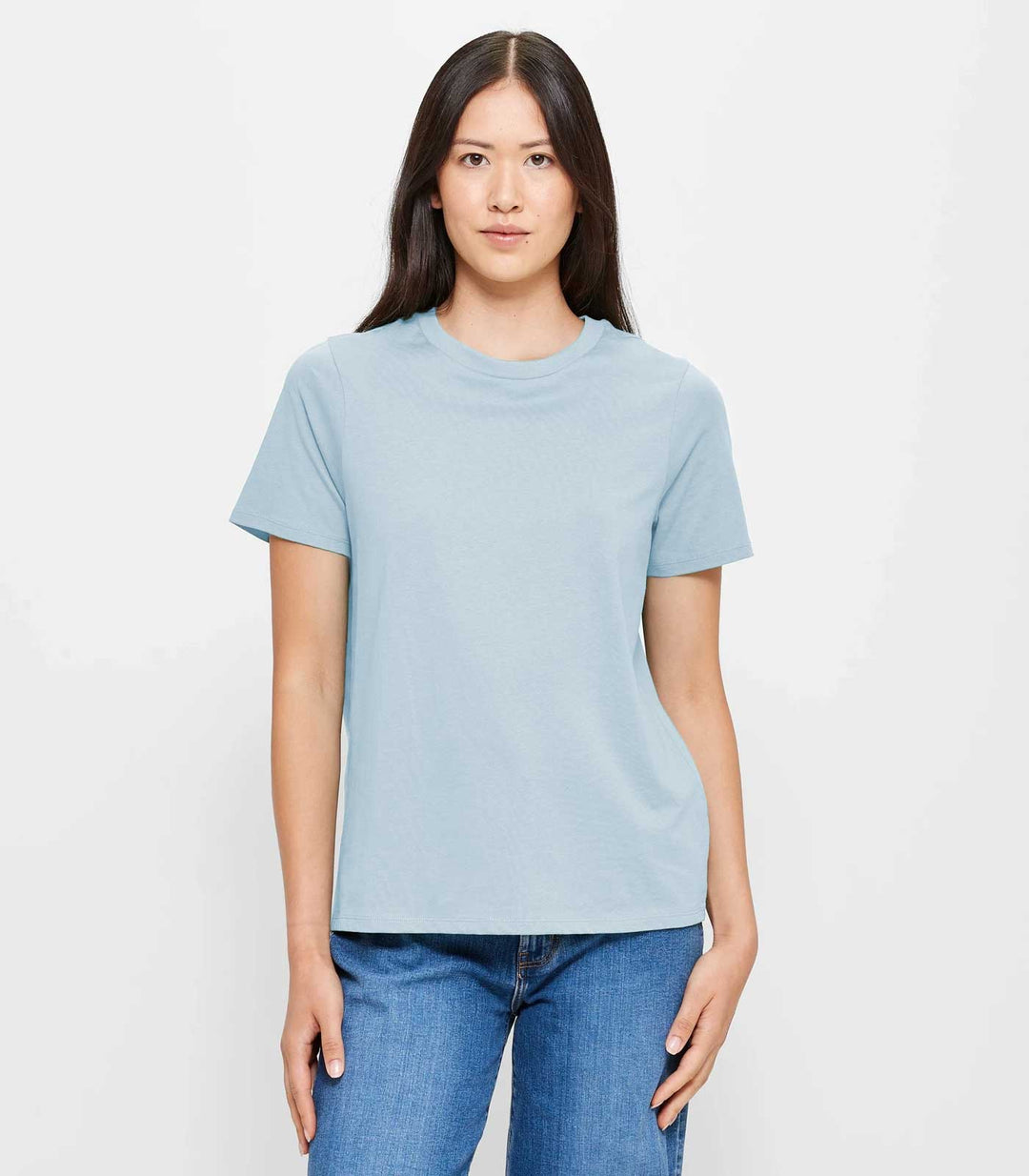 Women Solid Half Sleeve T-Shirt - Sky