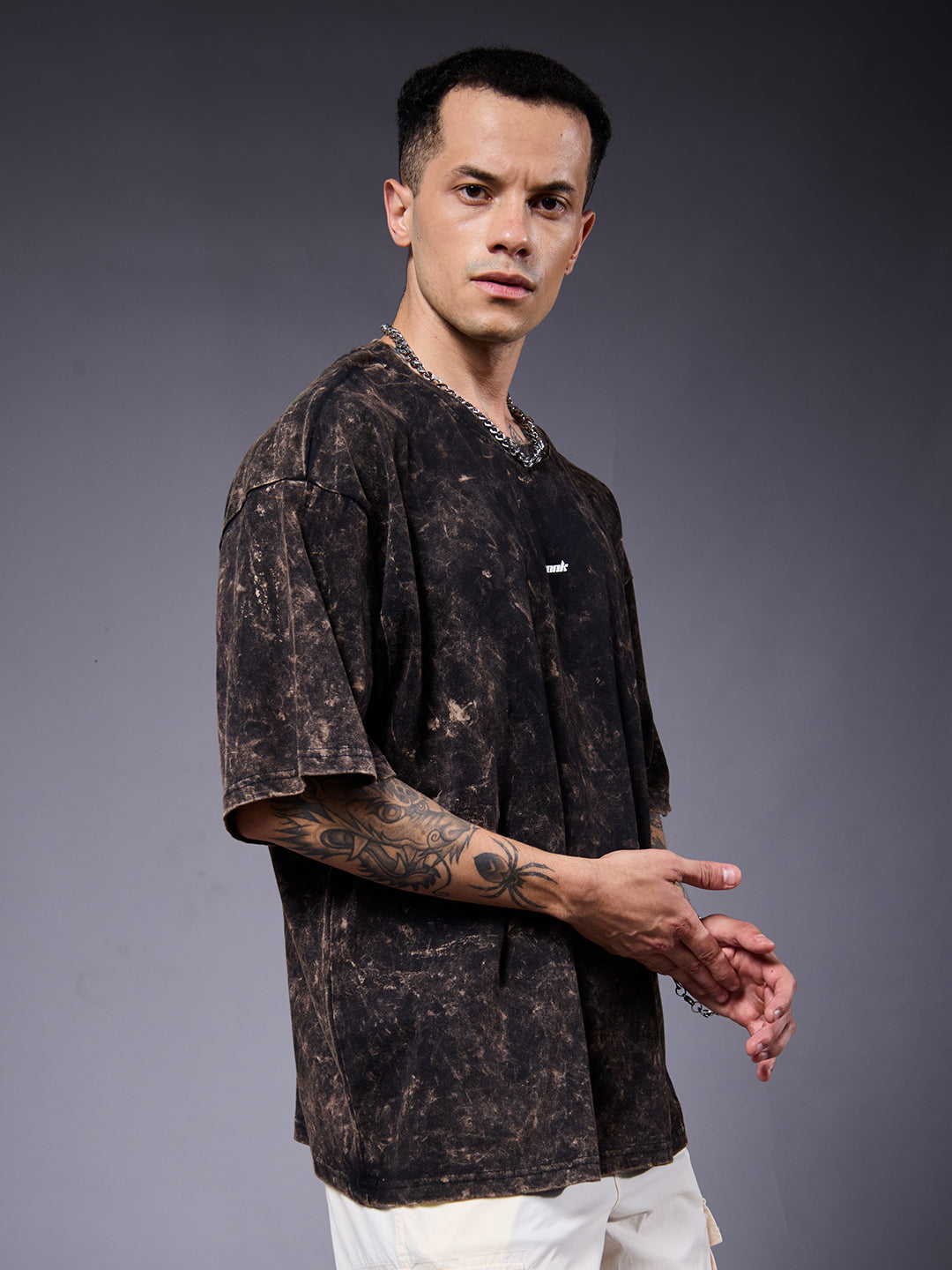STREET STATIC Men Retro Wash Printed Oversized T-Shirt
