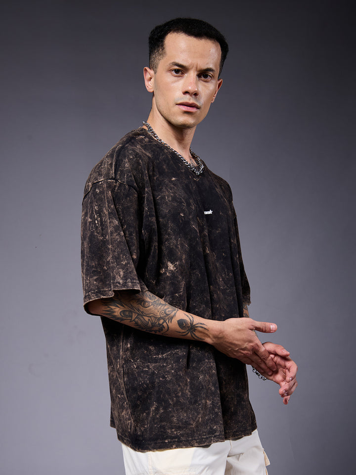 STREET STATIC Men Retro Wash Printed Oversized T-Shirt