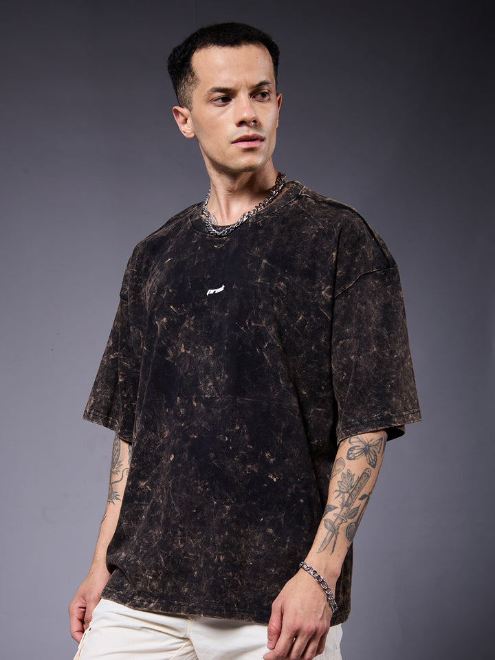 STREET STATIC Men Retro Wash Printed Oversized T-Shirt