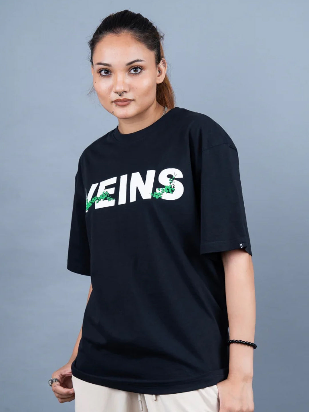 Ice In My Veins Puff Printed Women Oversized Terry T-shirt