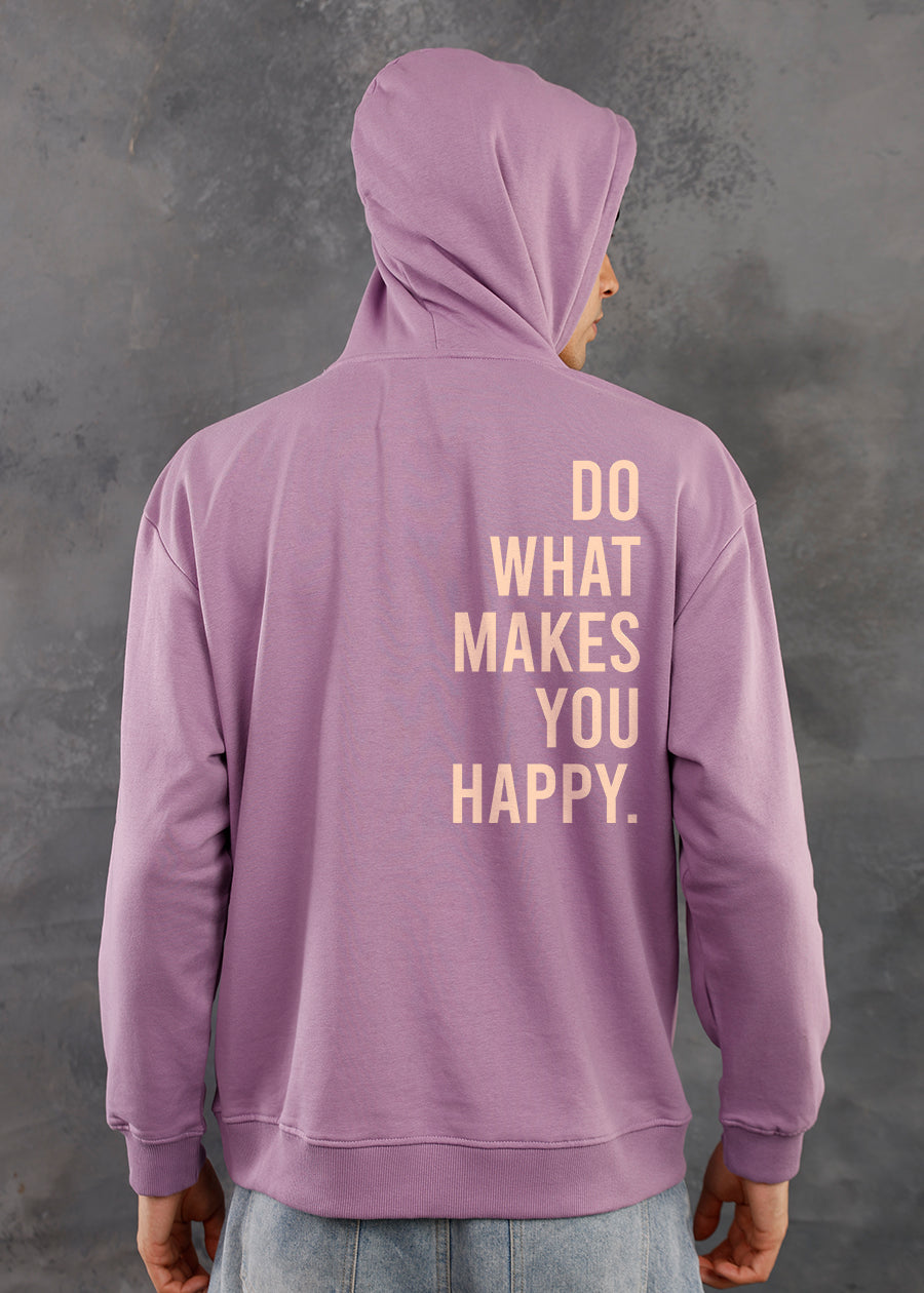 What Makes You Happy Men Printed Drop Shoulder Premium Terry Hoodie